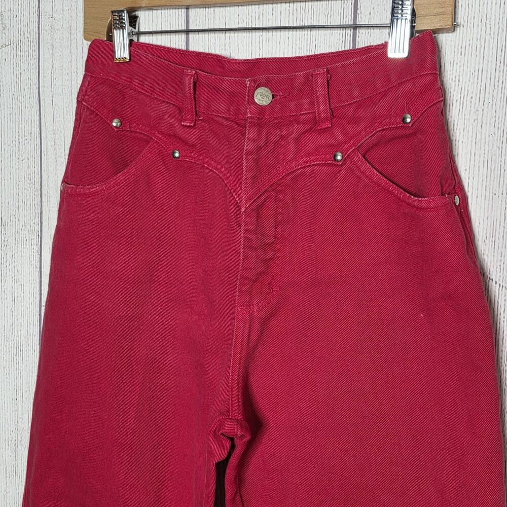 Vintage Roper Red Western Bareback Studded Long Inseam Jeans, sz 9/10 (26x35.5) - Picture 2 of 8